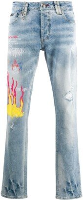 Straight Leg Graffiti Jeans