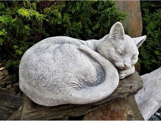 Сat Statue, Garden & Outdoor Decor, Concrete Cat Figure, Memorial Stone, Engraved Tag, Custom Tag Personalized, Home Decor