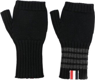 4-Bar stripe fingerless gloves