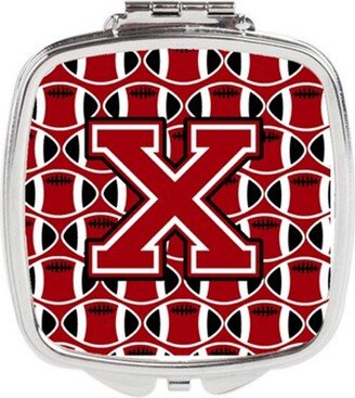 CJ1073-XSCM Letter X Football Red, Black & White Compact Mirror