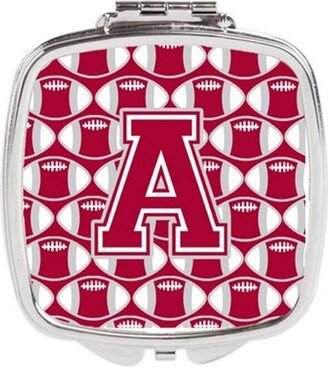 CJ1065-ASCM Letter A Football Crimson, Grey & White Compact Mirror