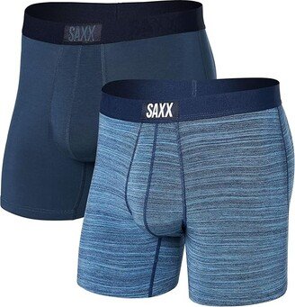 SAXX UNDERWEAR Vibe Boxer Brief 2-Pack (Space Dye Heather/Navy) Men's Underwear