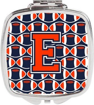 CJ1066-ESCM Letter E Football Orange, Blue & White Compact Mirror