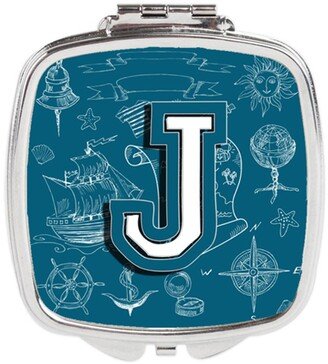 CJ2014-JSCM Letter J Sea Doodles Initial Alphabet Compact Mirror