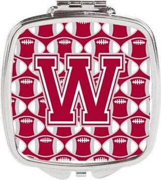 CJ1065-WSCM Letter W Football Crimson, Grey & White Compact Mirror