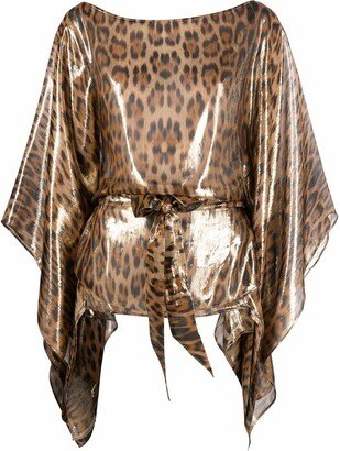 Leopard-Print Draped Blouse