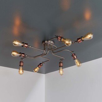 Vogue Lighting Vogue Eastville 8 Light Semi Flush Ceiling Fitting Brown