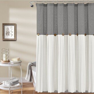 Fashion Linen Button Shower Curtain-AG