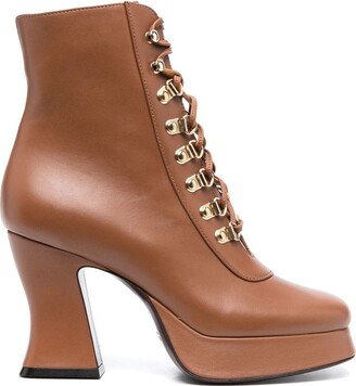 Eyelet Lace-Up Platform Boots