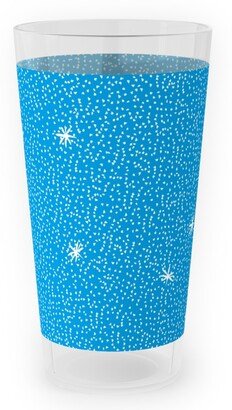 Outdoor Pint Glasses: Holiday Hygge Snowflakes Outdoor Pint Glass, Blue