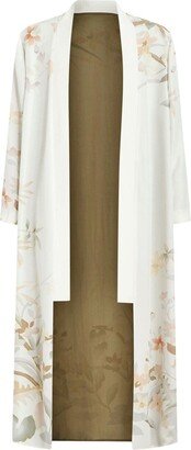 Floral-Print Silk Robe