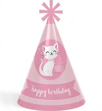 Big Dot Of Happiness Purr-fect Kitty Cat - Cone Happy Birthday Party Hats - Set of 8 (Standard Size)