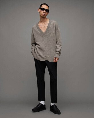 Vicious Oversized V-Neck Sweater - Fawn Brown Marl