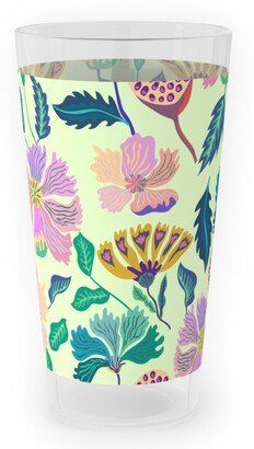 Outdoor Pint Glasses: Indian Florals - Light Green Outdoor Pint Glass, Multicolor