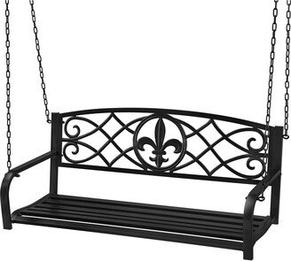 No Outdoor porch wrought iron swing 2 person hanging