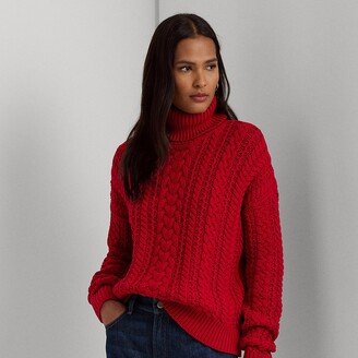 Ralph Lauren Cable-Knit Cotton-Blend Turtleneck-AB