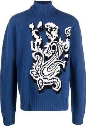 Paisley-Knit Roll-Neck Jumper