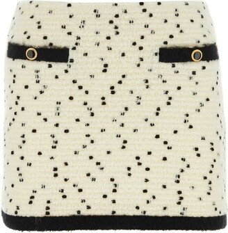 Polka Dot Detailed Tweed Mini Skirt