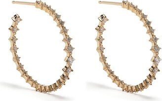 18kt Yellow Gold Diamond Hoop Earrings