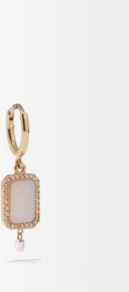 Octagon Diamond, Pearl & 18kt Gold Single Earring