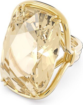 Harmonia cocktail ring, Oversized crystal, Gold tone, Gold-tone plated