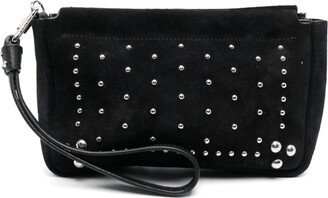 medium Clap studded suede clutch