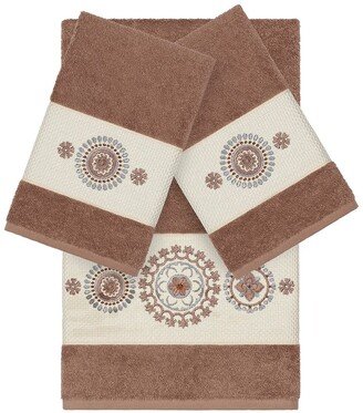 Isabell 3-Piece Embellished Towel Set - Latte