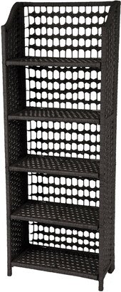 Handmade 53 Natural-Fiber Rattan Collapsible Shelving Unit