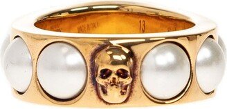 Skull Charm Pearl Ring