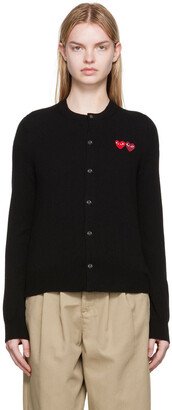 Black Double Heart Patch Cardigan