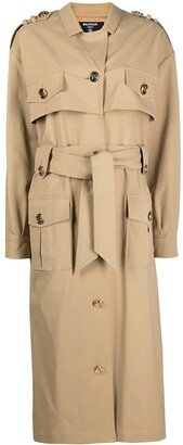 Embossed-Buttons Trench Coat