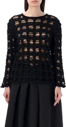 Open-Knitted Crewneck Jumper-AA