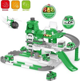 Hozxclle Race Tracks For Boys Deluxe Garage With Toggle And Music Button