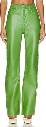 Leather Straight Pants in Green