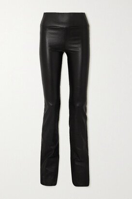 Leather Flared Leggings - Black