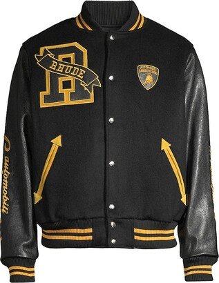 x Lamborghini Atten Wool-Leather Varsity Bomber Jacket