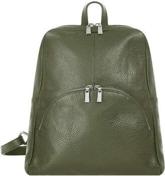 Sostter Khaki Small Pebbled Leather Backpack | Bylla