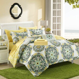 Chic Home Design Barcelona 8 Piece Reversible Comforter Set Super Soft Microfiber Large Printed Medallion Design With Geometric Patterned Backing Bed-AA