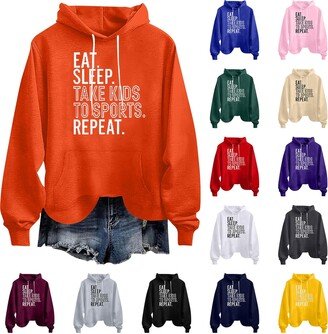 HADST YE/MOC*ILE lightning d-eals of the hour pri-me Womens Oversized Hoodies Fleece Sweatshirts Funny Letter Print Long Sleeve Sweaters Pullover Fall Clothes with Pocket