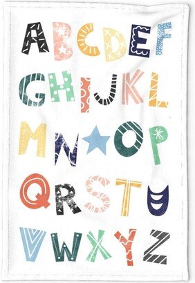 Alphabet Print Tea Towel - Abc By Booboo Collective Typography Back To School Education Boho Linen Cotton Canvas Spoonflower