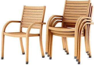 Outdoor Patio 4Pc Wood Stacking Dining Chairs