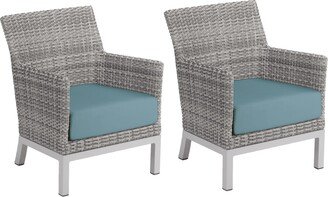 Garden Argento Resin Wicker Club Chair with Powder Coated Aluminum Legs - Ice Blue Polyester Cushion-AA