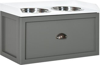 Large Elevated Dog Bowls with Storage Drawer Containing 21L Capacity