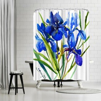 71 x 74 Shower Curtain, Irises Blue 2 by Suren Nersisyan