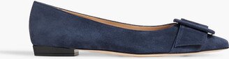 Buckled suede point-toe flats