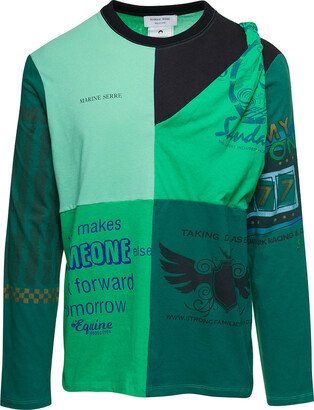 Green Long Sleeves Long Sleeve Shirt With Regenerated Print In Cotton Man-AB