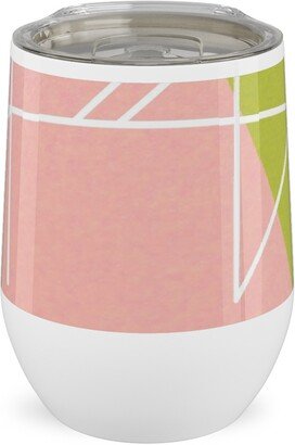 Travel Mugs: Midcentury Abstract Stainless Steel Travel Tumbler, 12Oz, Multicolor