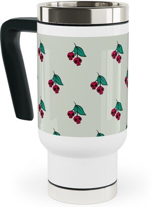 Travel Mugs: Skull Cherries Travel Mug With Handle, 17Oz, Multicolor