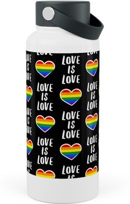 Photo Water Bottles: Love Is Love - Black Stainless Steel Wide Mouth Water Bottle, 30Oz, Wide Mouth, Multicolor