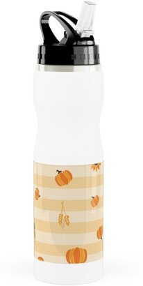 Photo Water Bottles: Autumn Nature Stripes - Orange Stainless Steel Water Bottle With Straw, 25Oz, With Straw, Orange